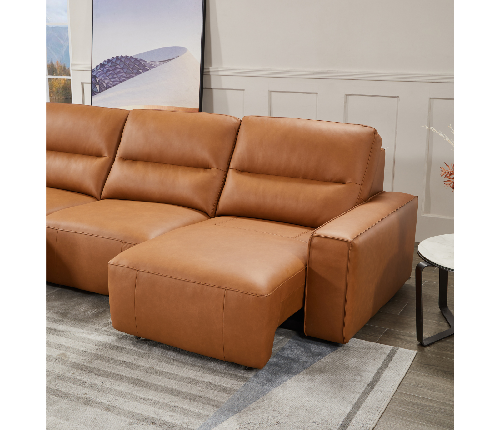 Austin 3 Piece Sectional - Power Slider - Antelope Leather