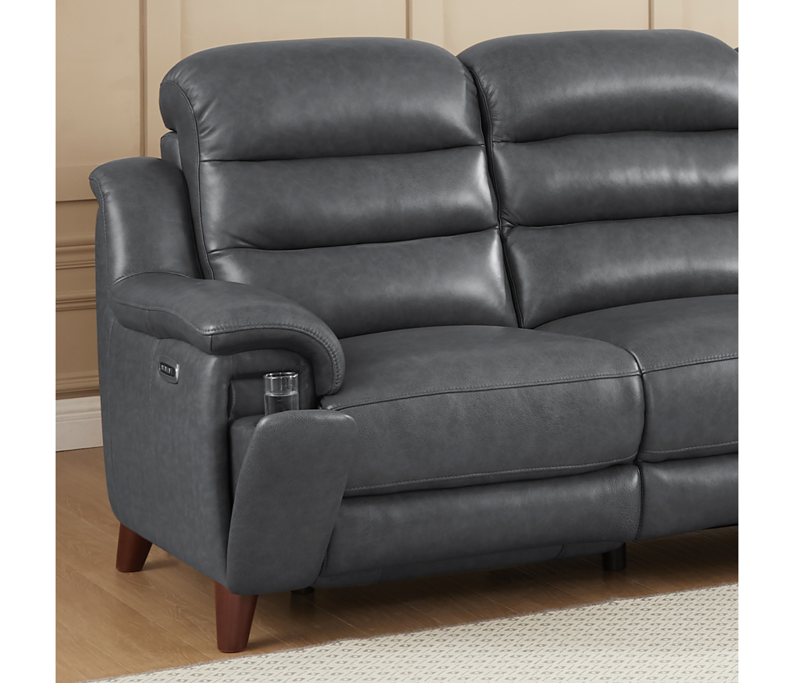 Dream Loveseat - Power Reclining w/ Power Headrests - Steel Grey Leather