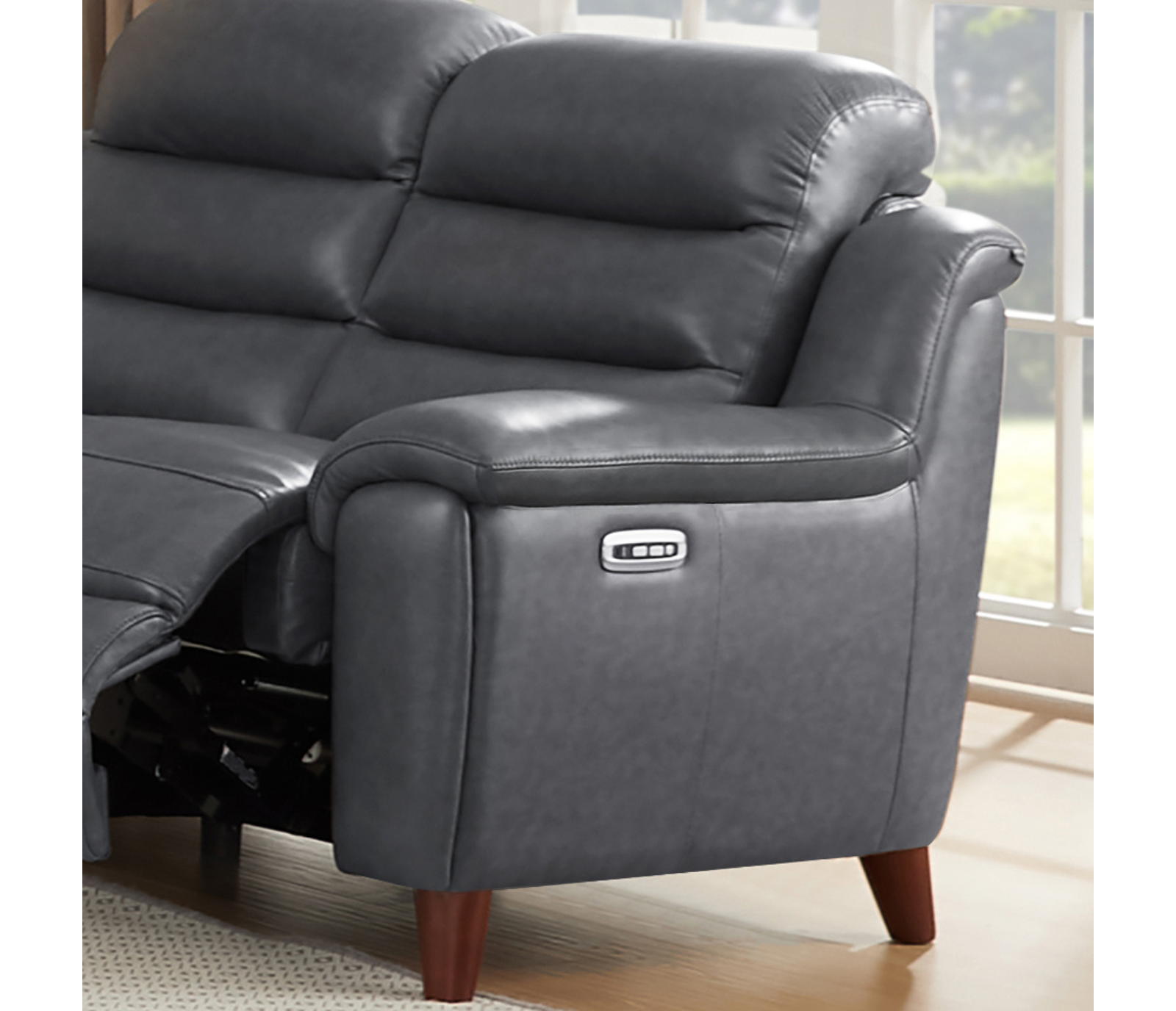 Dream Loveseat - Power Reclining w/ Power Headrests - Steel Grey Leather