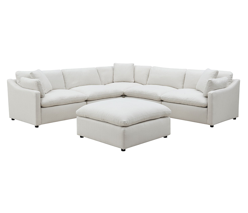 Cloud 9 - 5 Piece Sectional - Ivory Fabric