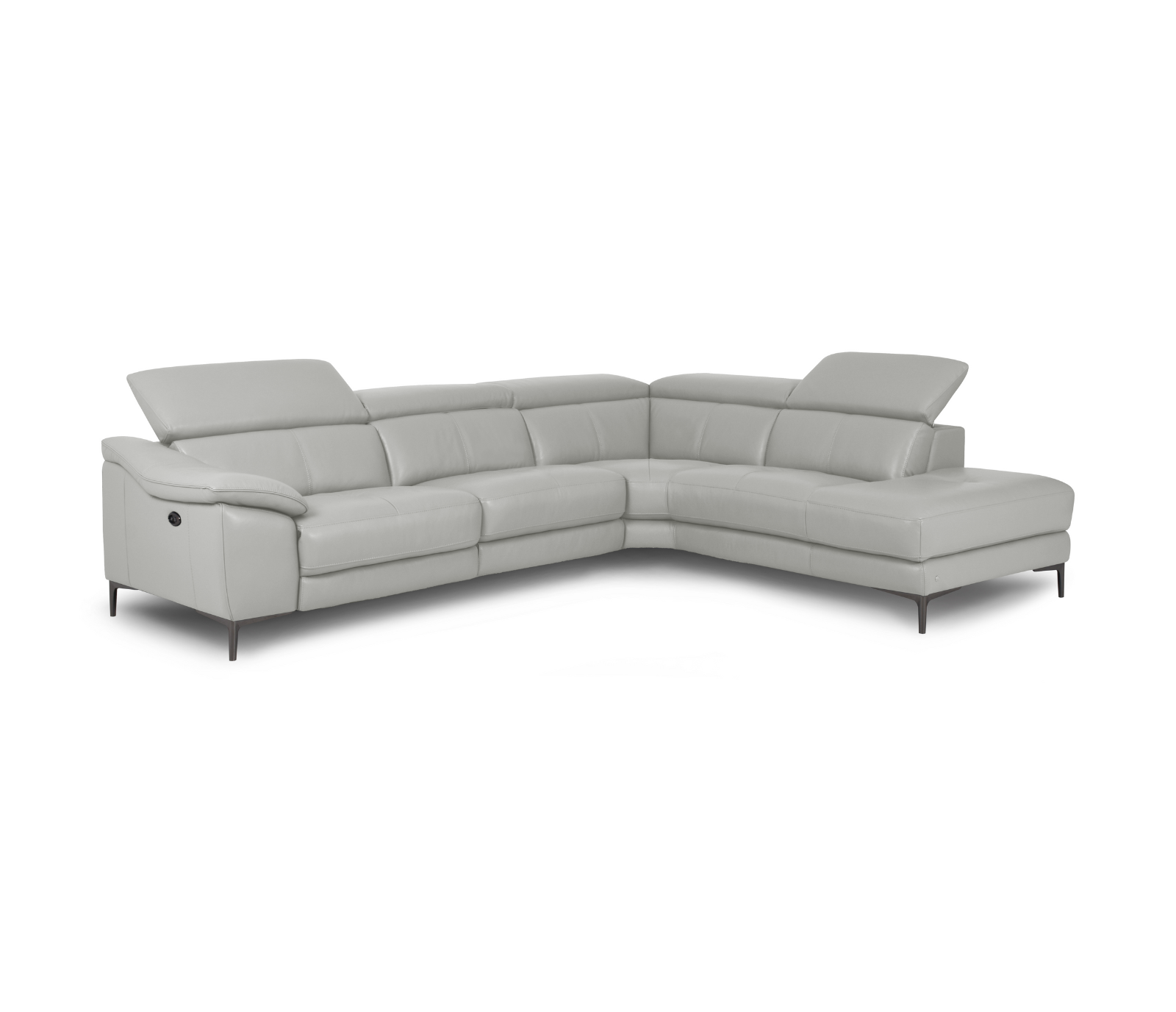 Velar 2 Piece Power Reclining Sectional - Matte Light Grey Leather