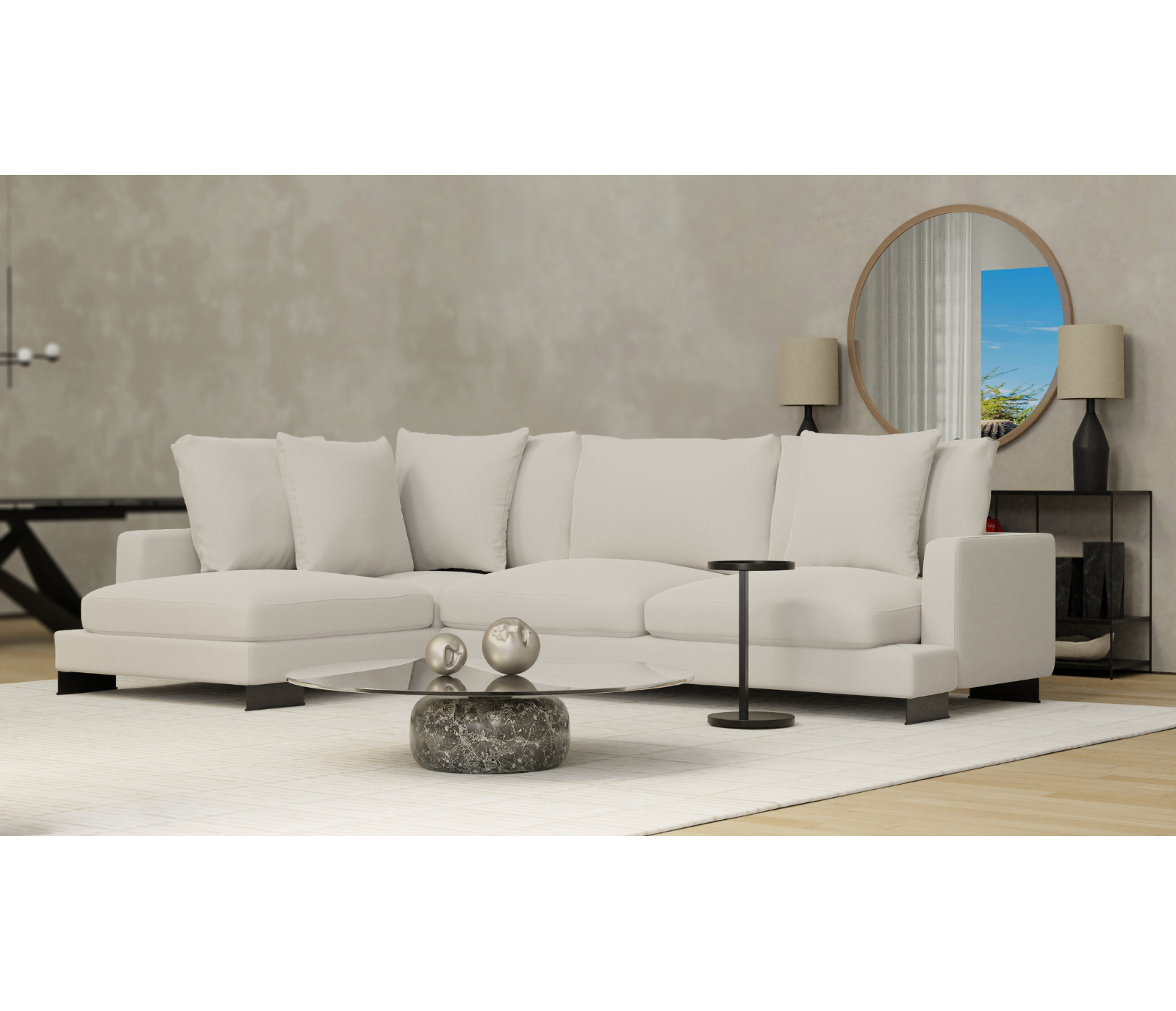 Weekender 2 Piece Condo Sectional - Ivory Fabric