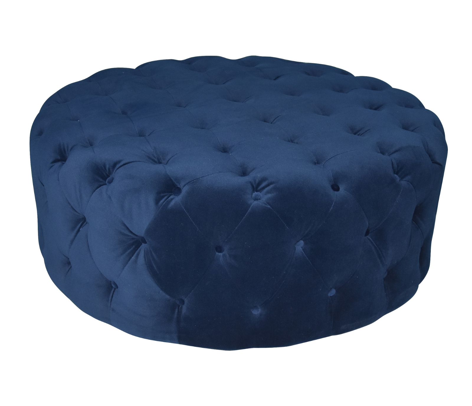 Grace Round Ottoman - Blue Fabric